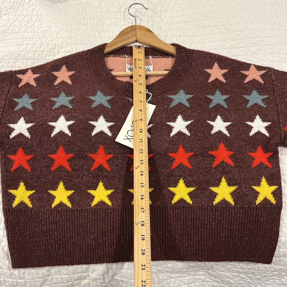 WILDFOX  Couture Rainbow Star Elektra Knit Sweater Crushed Berry size small NWT - Picture 9 of 9